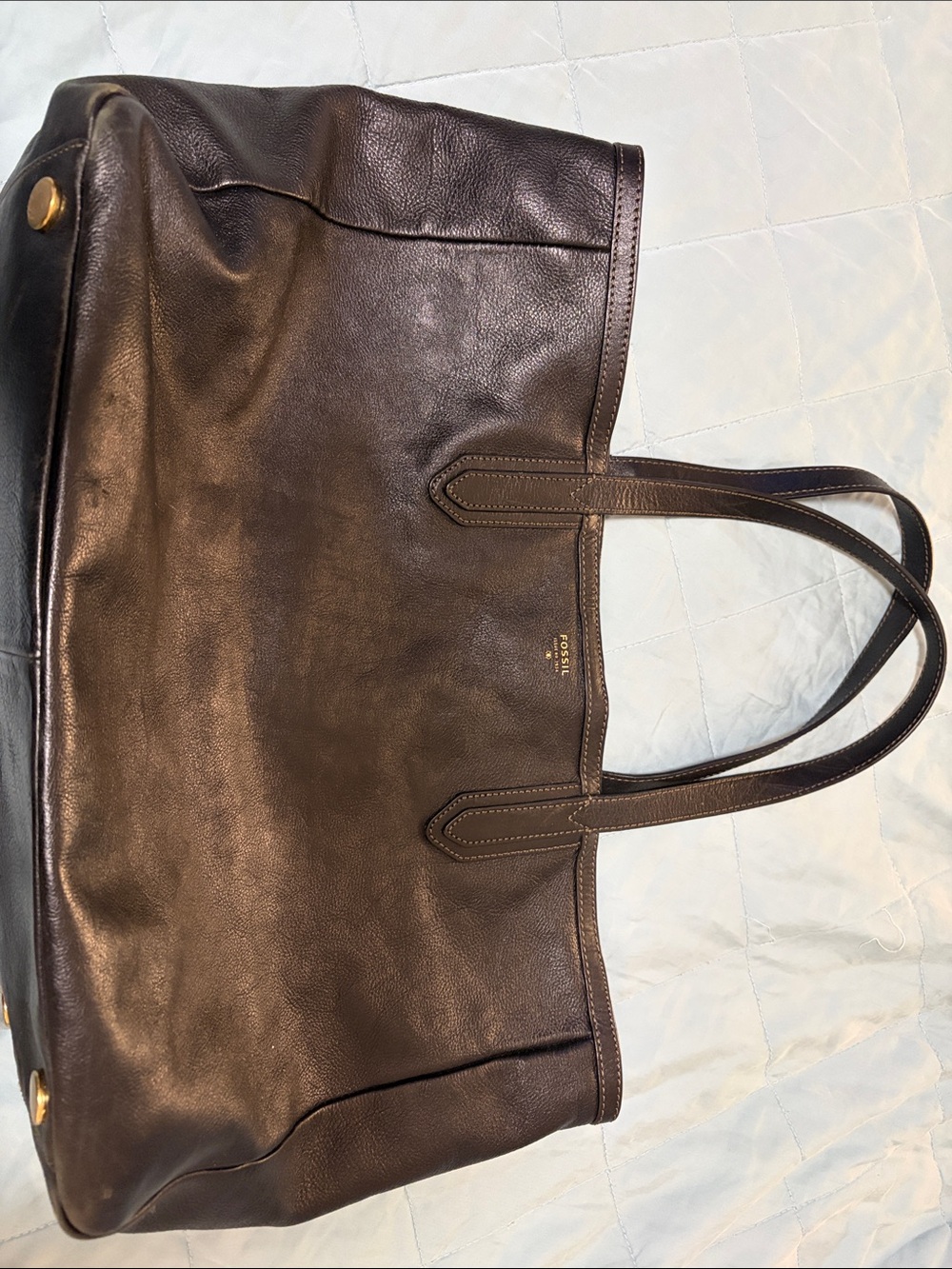 Fossil Classic Black Leather Tote Bag